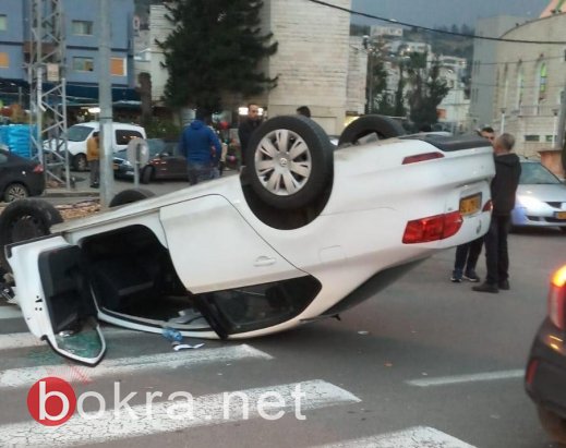 سخنين: اصابة خطيرة و4 اصابات اخرى في حادث انقلاب سيارة -1