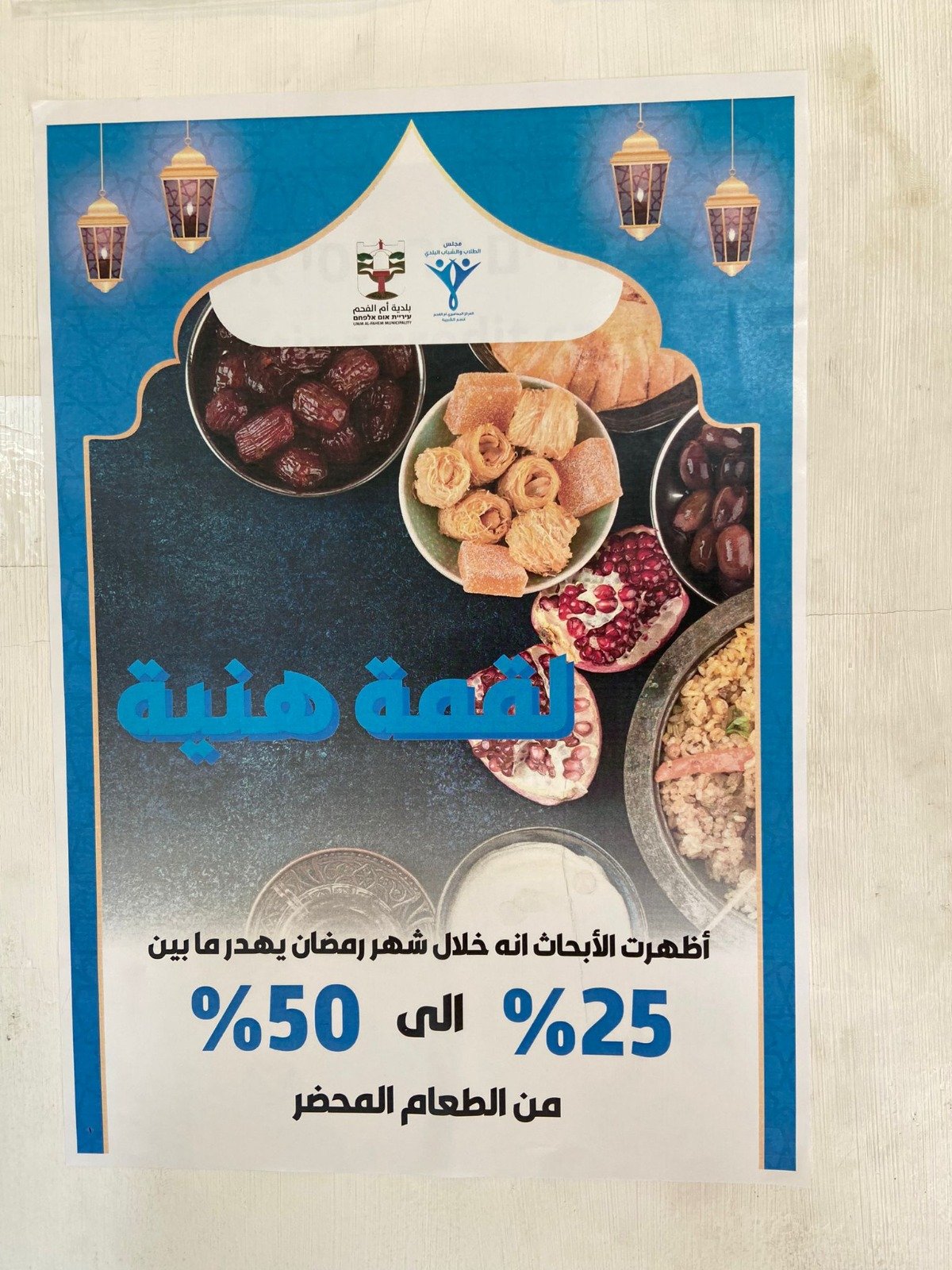 "لقمة هنية" للحد من هدر الطعام في رمضان – بمبادرة مجلس الطلاب والشباب البلدي أم الفحم-1