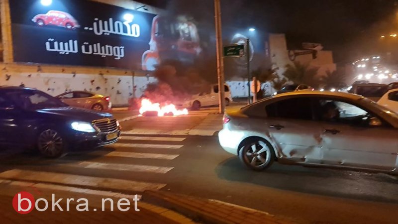 شباب ام الفحم يواصل احتجاجه . احراق اطارات واطلاق قنابل من قبل الشرطة-9