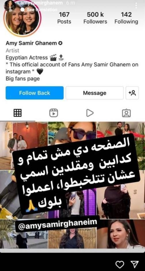 إيمي سمير غانم تحذّر من حسابات تنتحل اسمها- (صورة)-0