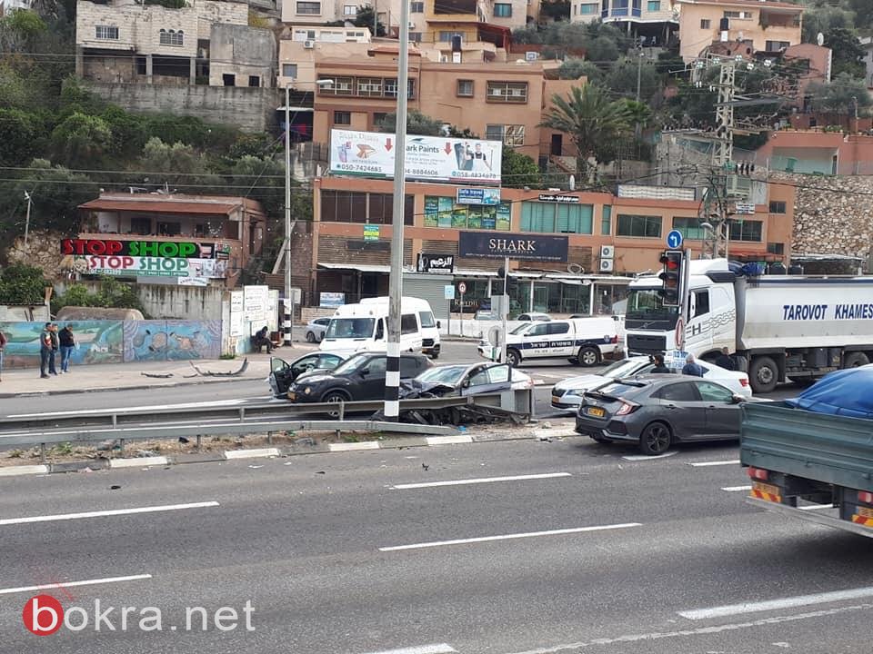 شارع وادي عارة: ازمة مروريّة خانقة بسبب حادث طرق قرب مصمص-0