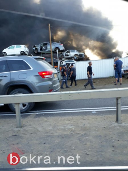 حريق هائل في مجمع للسيارات "المشطوبة" بقلنسوة - صور-4