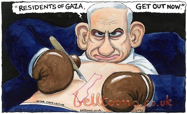 "الغارديان" تقيل رسام كاريكاتير بسبب "غزة على بطن نتنياهو"-0
