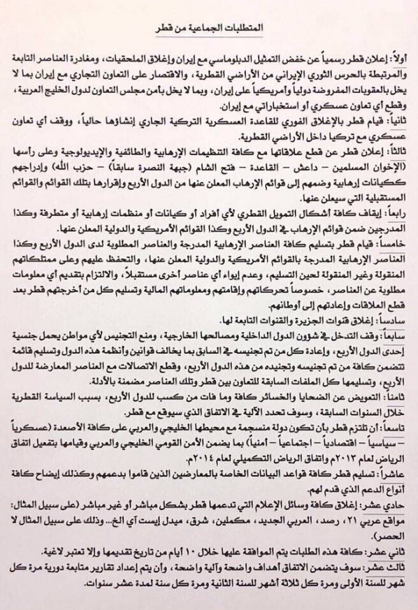 دول الخليج تسلّم قطر قائمة شروط لإعادة العلاقات أبرزها قطع العلاقات مع إيران وإغلاق قناة الجزيرة-0