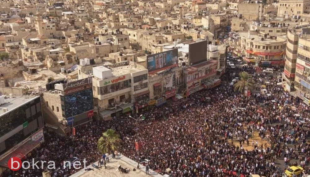 بالصور: عشرات الآلاف يشيّعون جثامين شهداء العدوان الاسرائيلي على نابلس-0