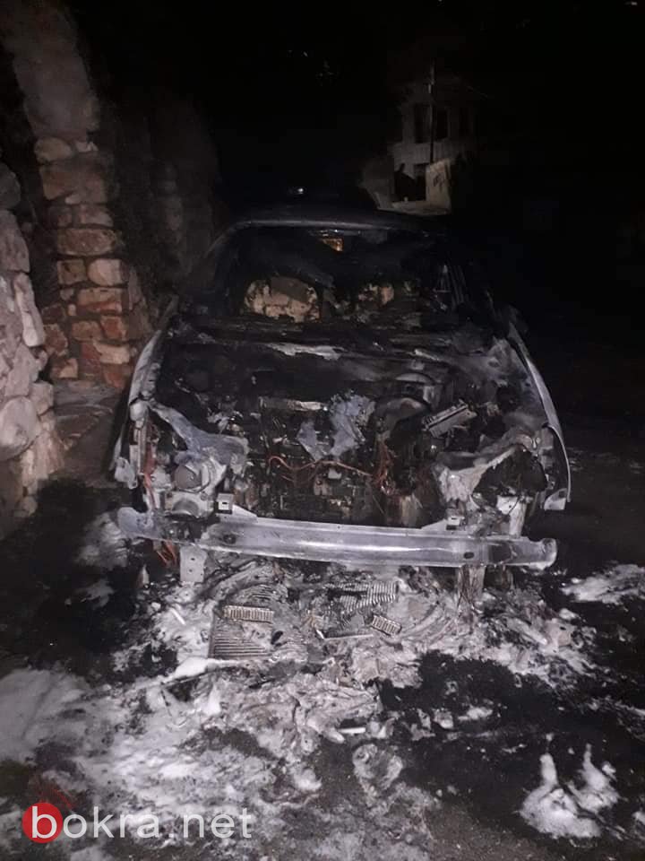 عرابة:اقتحام بيت المحامي نهاد كناعنه وحرق سيارته-1