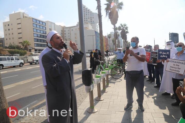 نصرة ووفاء لرسول الله: رابطة أئمة المساجد في الداخل تنظم وقفة أمام السفارة الفرنسية في تل أبيب-9