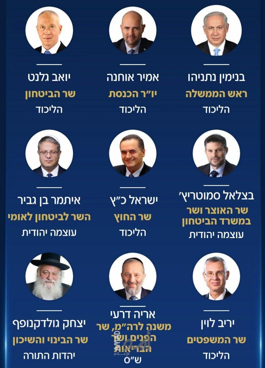 تركيبة الحكومة الإسرائيلية السادسة بقيادة نتنياهو- بالأسماء والصور-1