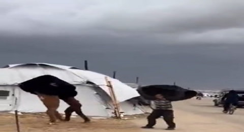 رياح عاتية تقتلع خيام النازحين في قطاع غزة وتفاقم المأساة الإنسانية رياح عاتية تقتلع خيام النازحين في قطاع غزة وتفاقم المأساة الإنسانية