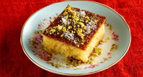 بسبوسة بالحليب المكثف