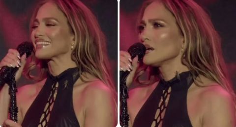 صرصور يتسلل إلى رقبة جينيفر لوبيز أثناء حفلها في كازاخستان