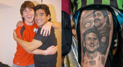 بكلمات مؤثرة.. ميسي يهدي كأس العالم إلى مارادونا