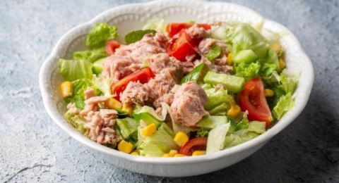 سلطة التونة بالحمص والخضار للرجيم