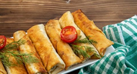 رولات المسخن بخبز الشراك لمقبلات شهية