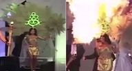احتراق ملكة جمال السلفادور على خشبة المسرح!
