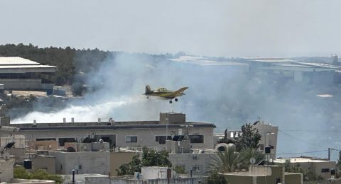 معاوية: حريق كبير يلتهم مساحات مفتوحة وطواقم الإطفاء تعمل على السيطرة