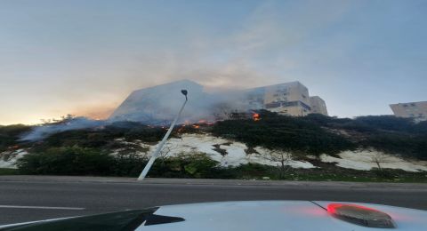 حريق كبير في حي عين هيام بحيفا وطواقم الإطفاء تعمل لمنع اقترابه من المنازل