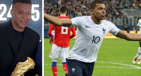 مبابي يتسلم الحذاء الذهبي