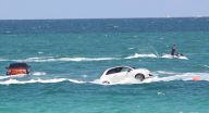 FIAT 500's In Miami Beach Bay